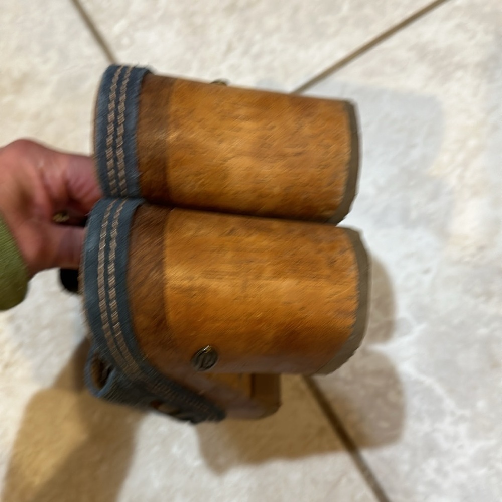 Vintage Y2K Bongo Blue Suede Platform Wood Heeled Sandals 6 Miles - Picture 4 of 8